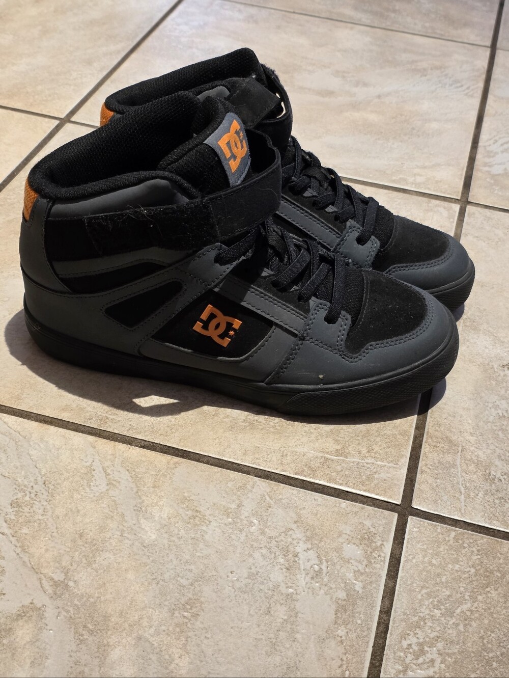 DC Men’s High-Top Skate Sneakers - Black & Orange Accent